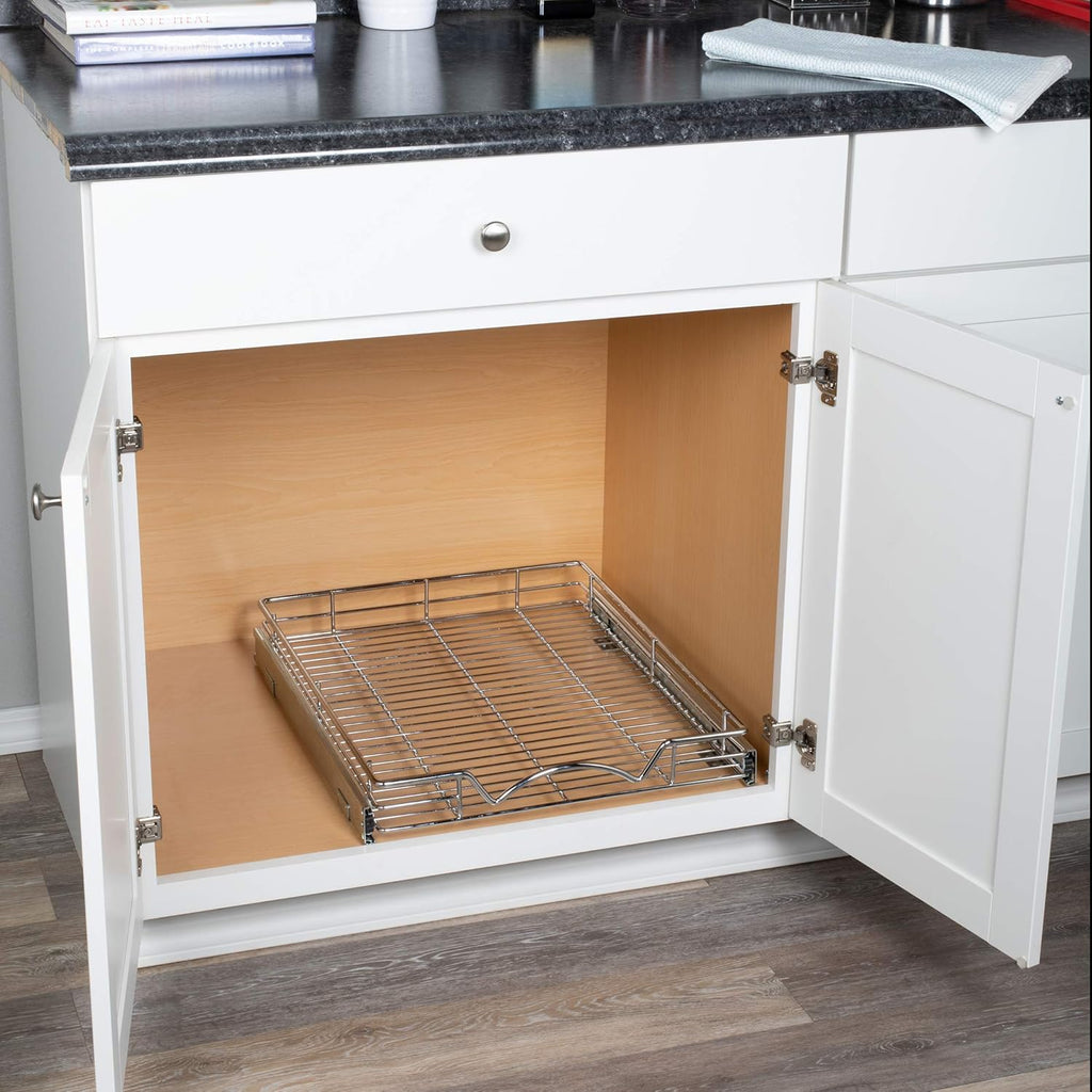 Chrome Finish Wire Frame Pull Out Drawer Cabinet Organizer, Pack of 2 R8991