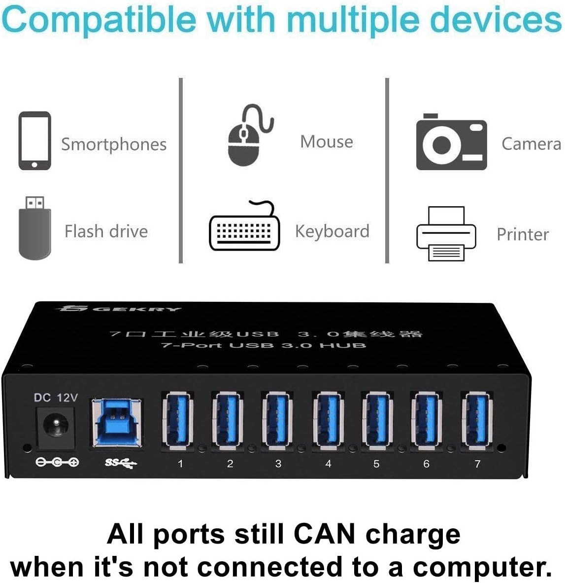 7-Port Powered USB 3.0 Hub with AC Adapter F5637