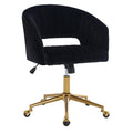 Black Corduroy Height Adjustable Swivel Desk Chair with Gold Base I29293