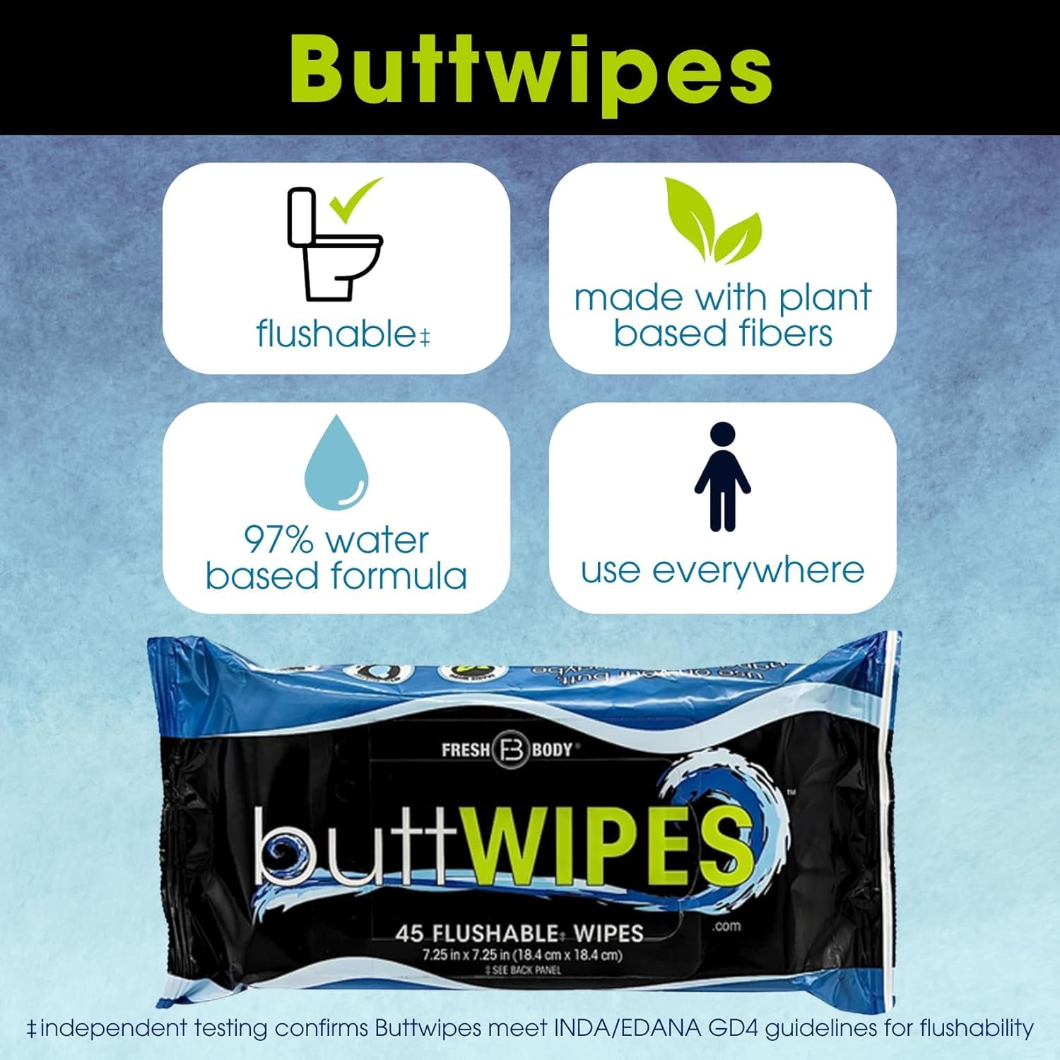 Flushable Wipes (1 Pack, 45 wipes) F825