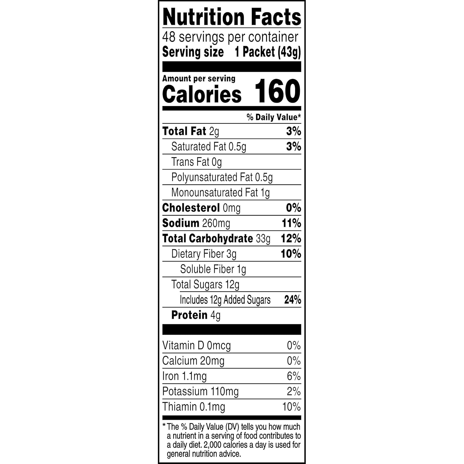 48 Packets Instant Oatmeal Maple Brown Sugar Z20680