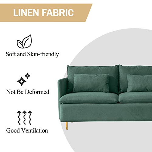 Green Cotton Linen 2-Seat Loveseat Couch O71835