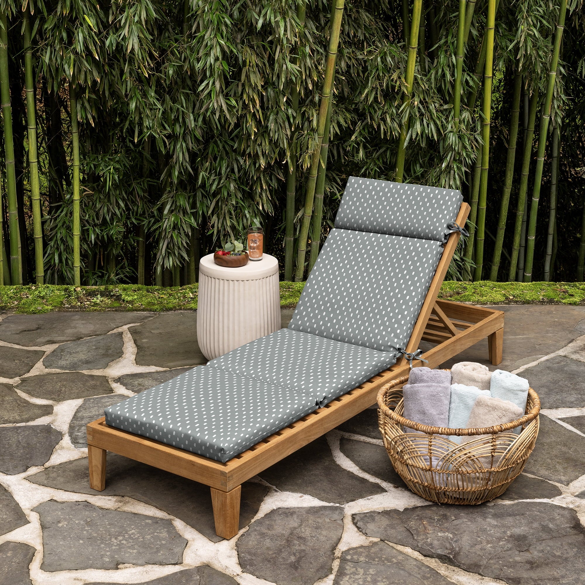 Outdoor Chaise Cushion 72 x 21, Stone Grey Dot V23461