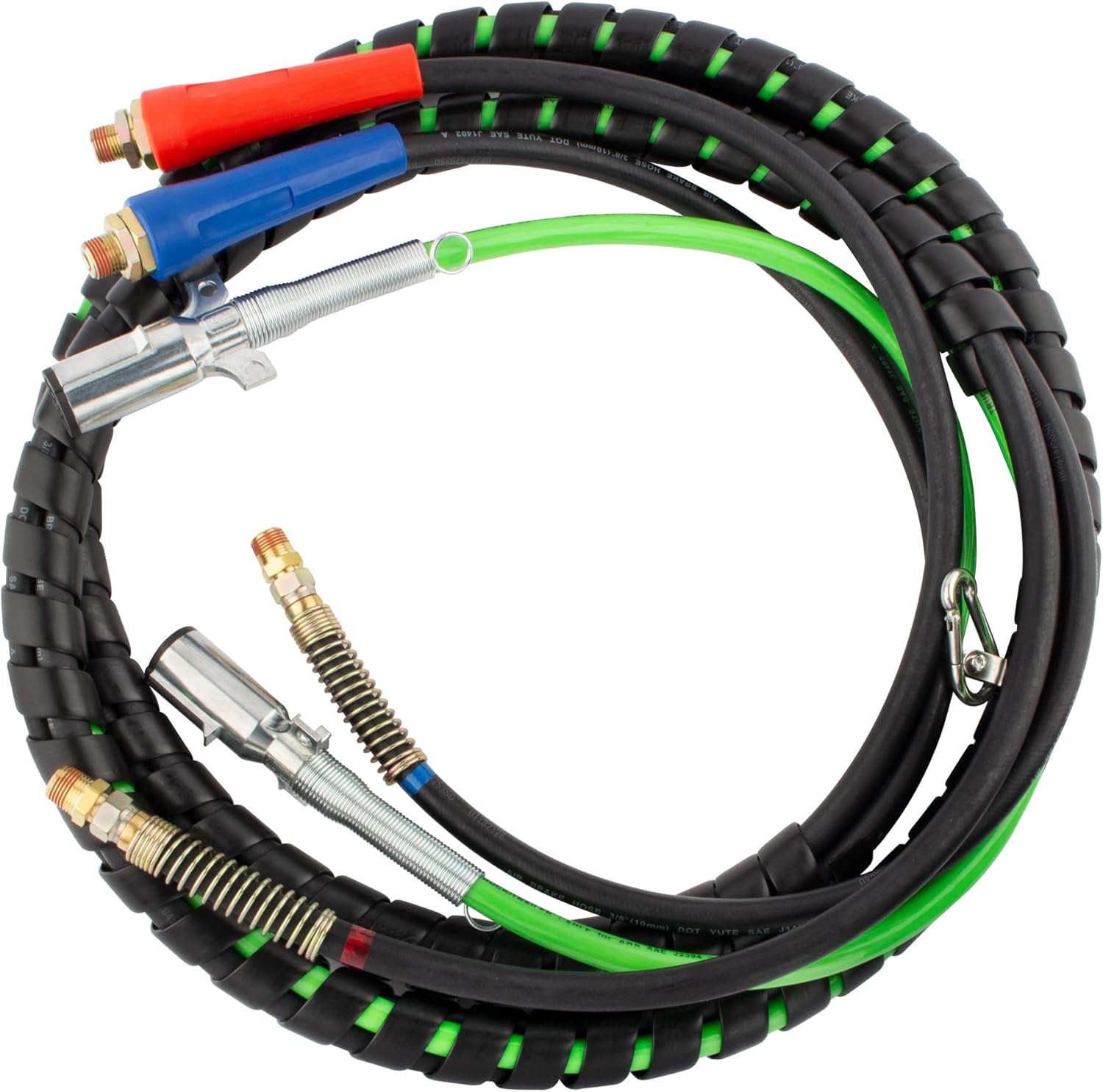 15 Ft 3 in 1 ABS & Air Power Line Hose Wrap 7 Way Electrical Cable with Handle Grip & Gladhands for Semi Truck Trailer Tractor C768