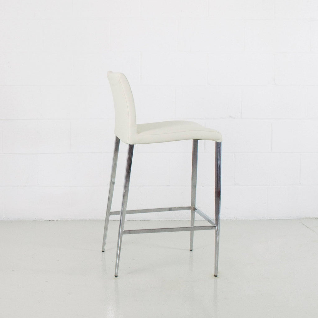 White Leatherette Chrome Counter Stool O1722
