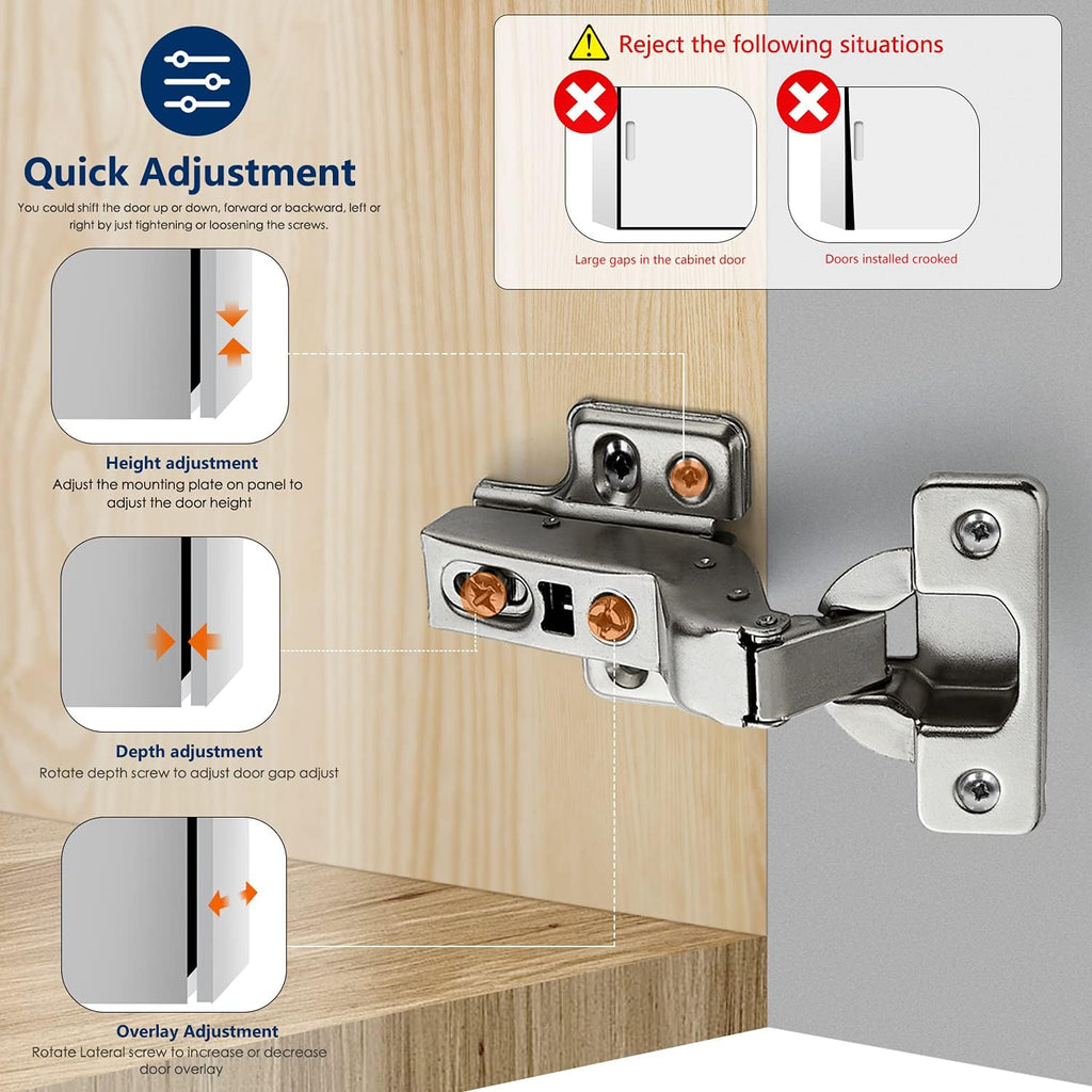 30 Pack 15 Pairs Soft Close Cabinet Door Hinges T759