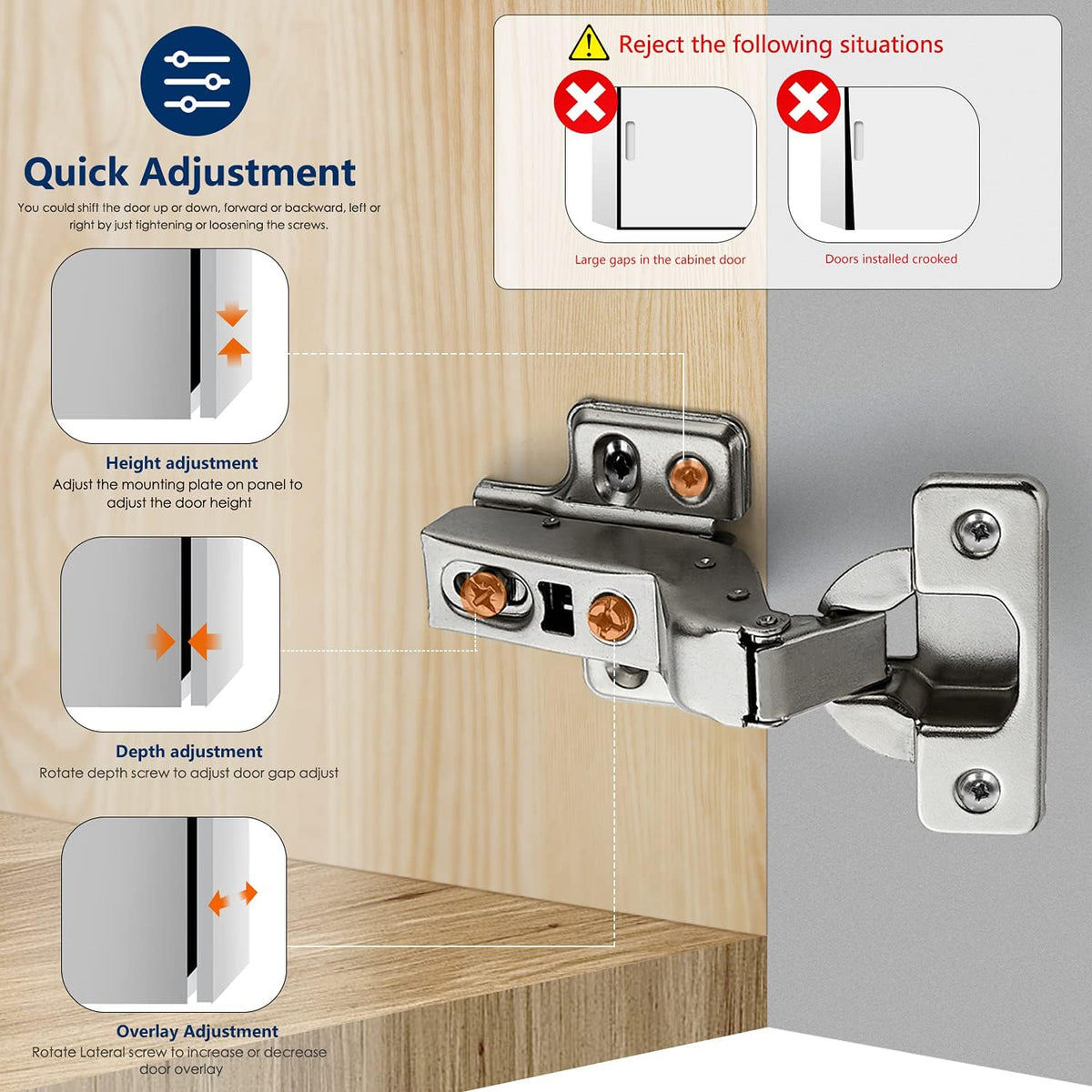 30 Pack 15 Pairs Soft Close Cabinet Door Hinges T759