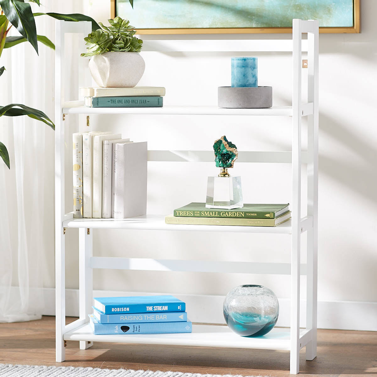 White 3 Shelf Folding Bookcase X207949