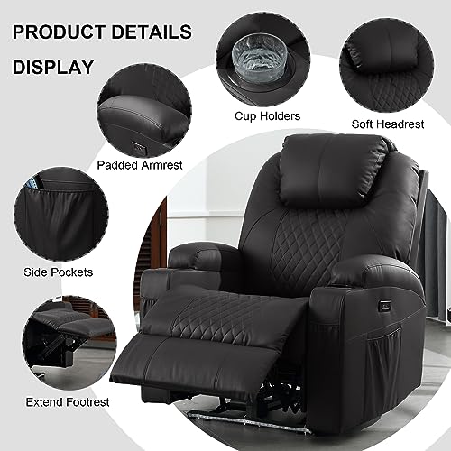 Brown PU Leather Power Recliner Chair with Heat and Massage S130