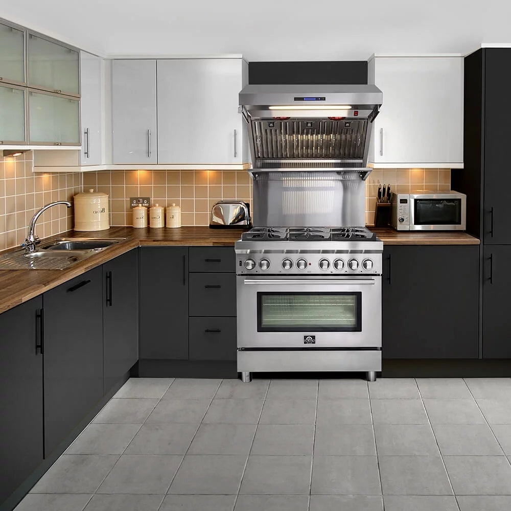 36 inch Stainless Dual Fuel Electric Gas Range R738
