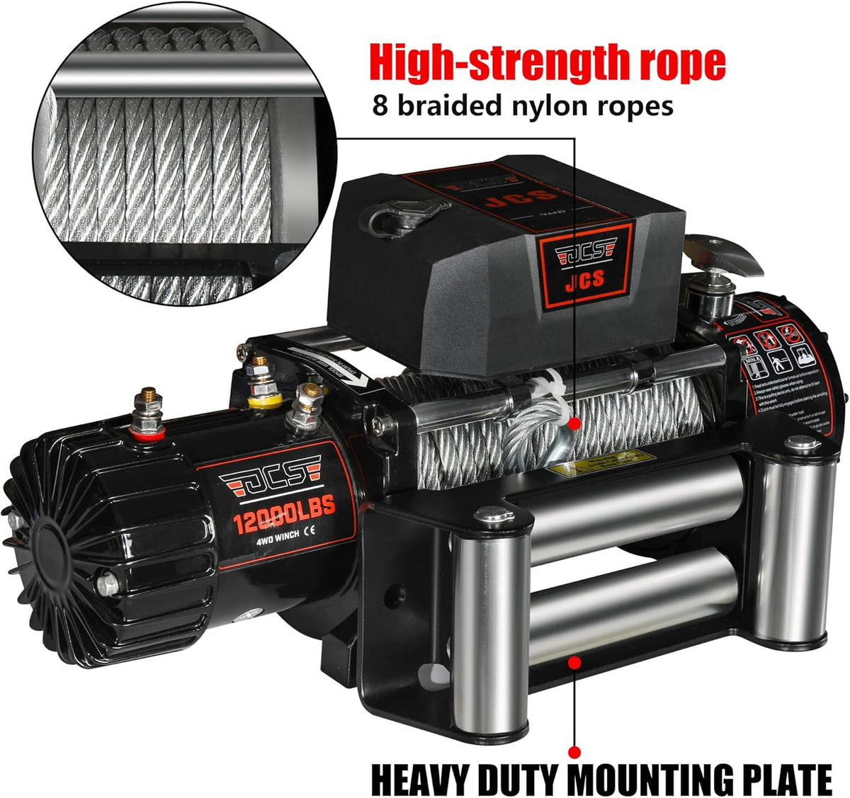 12000 lb 12V Electric Winch with Steel Wire Cable and Wireless Remote J313136