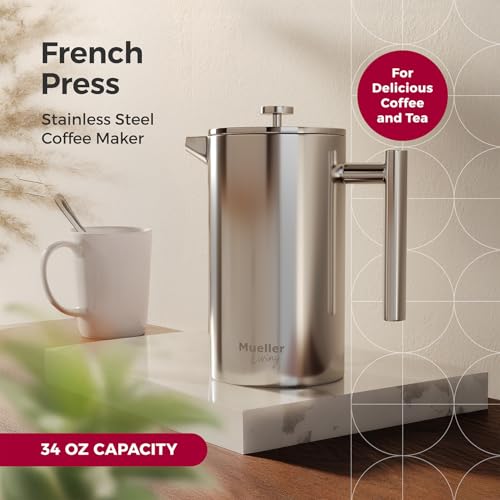 34oz Stainless Steel French Press Coffee Maker Y5964