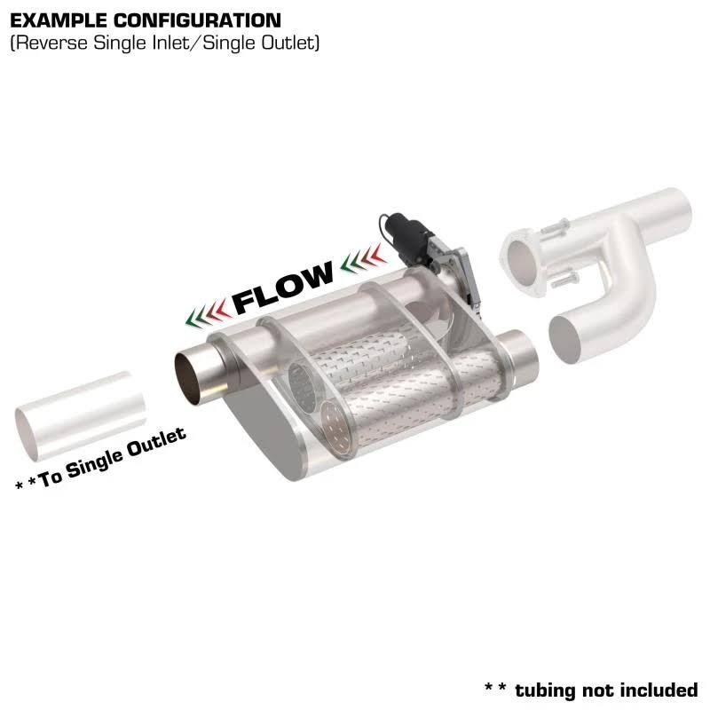 2.5in Weld-On 304SS Reverse Screamer Muffler with Bolt-On Electric Cutout Q127719