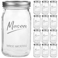 32 oz 12 Pack Wide Mouth Glass Mason Jars with Airtight Lids C9031