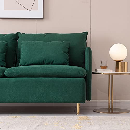 Green Cotton Linen 2-Seat Loveseat Couch O71835