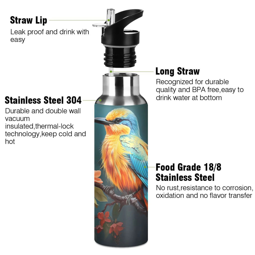 20 oz Insulated Stainless Steel Water Bottle with Straw Lid Z1331