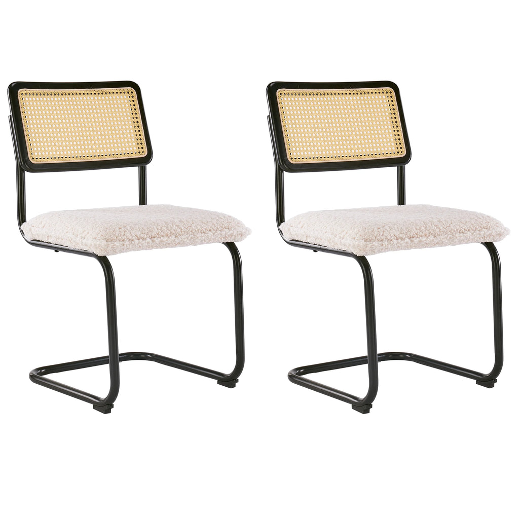 Faux Leather Rattan Dining Chairs Set of 2 with Metal Legs N4069