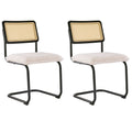 Faux Leather Rattan Dining Chairs Set of 2 with Metal Legs N4069