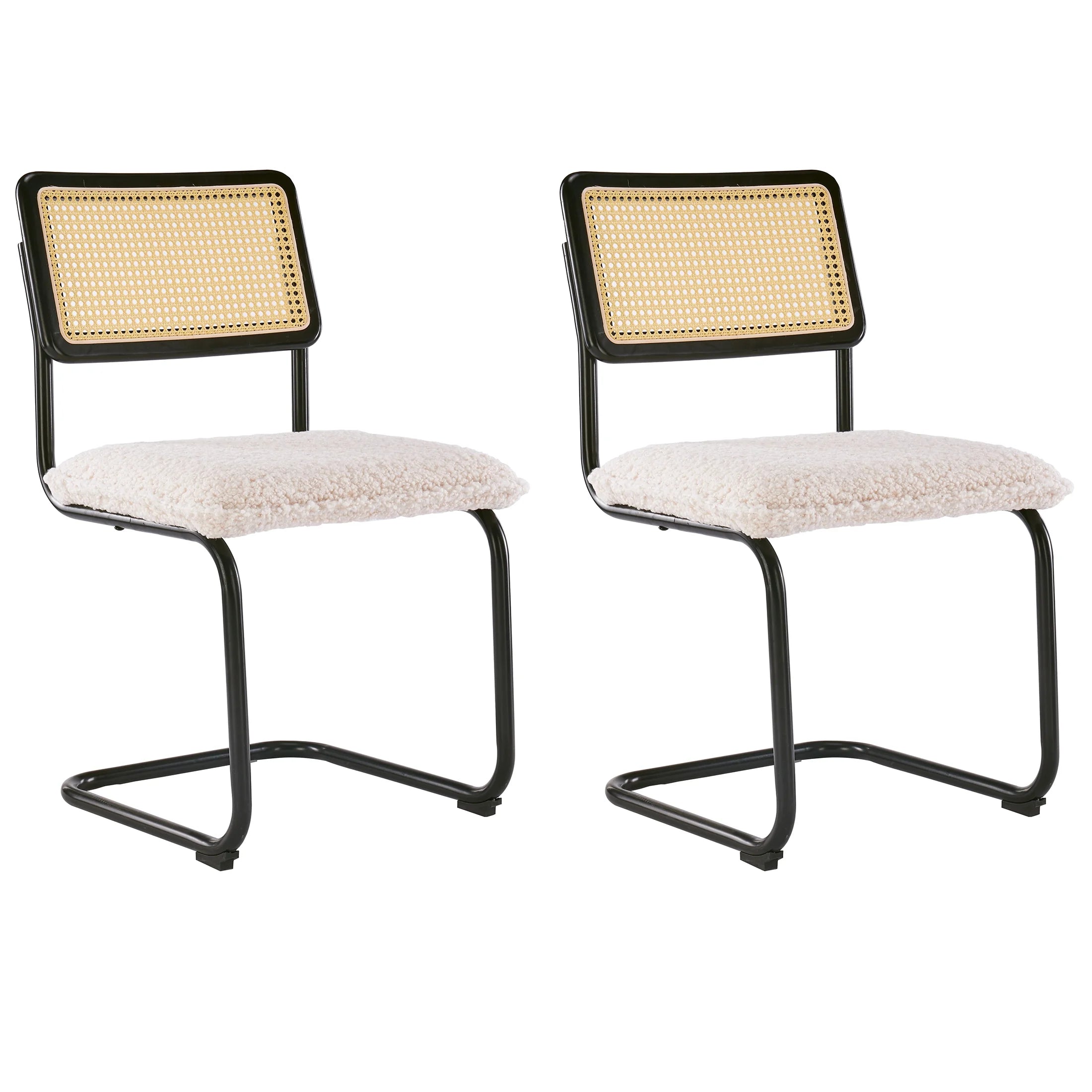 Faux Leather Rattan Dining Chairs Set of 2 with Metal Legs N4069