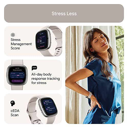 Lunar White/Platinum Advanced Health Smartwatch with ECG, SpO2, 24/7 Heart Rate and GPS A1383