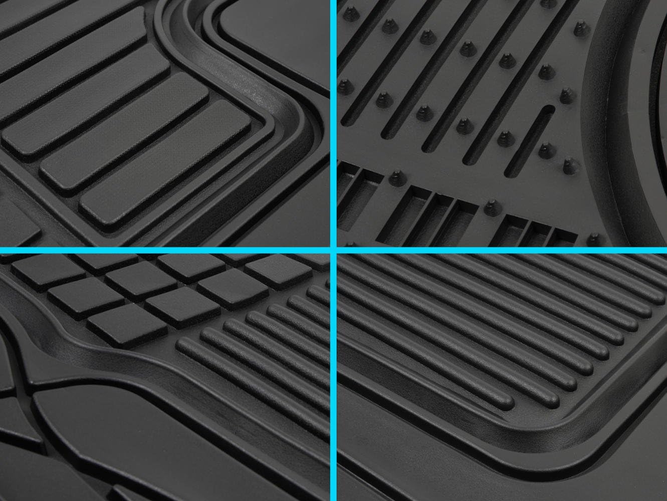 Heavy Duty Rubber Floor Mats (2 Front, 1 Liner & Cargo Mat) X740592