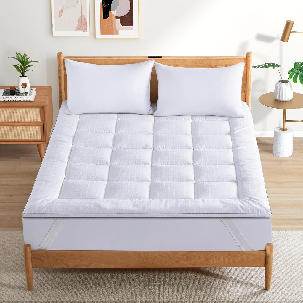 White Queen 2" Grid Quilted Down Alternative Microfiber Mattress Topper G684873