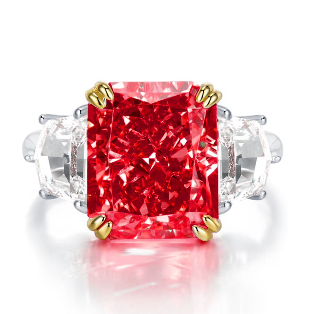 S925 Sterling Silver Radiant Cut Engagement Ring P15311
