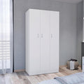 White 3-Door Wardrobe Armoire with 2 Drawers J987873