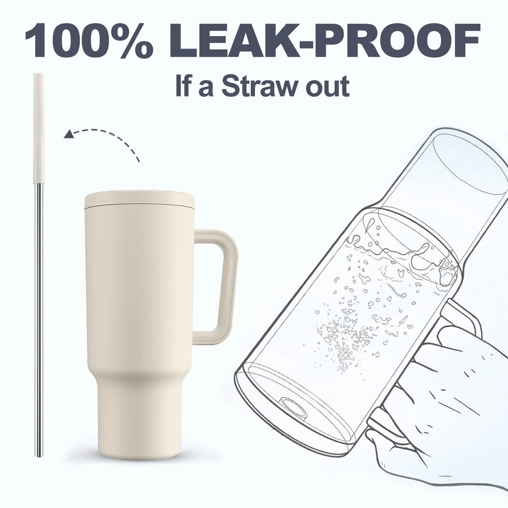 40 oz Stainless Steel Insulated Tumbler with Handle and Straw Lid O3246
