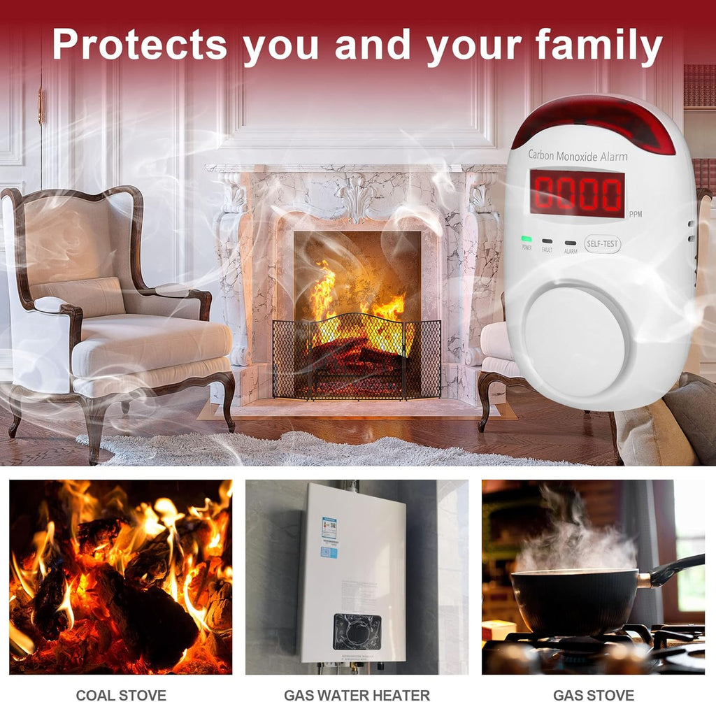 2 Pack Carbon Monoxide Detectors with Digital Display P524