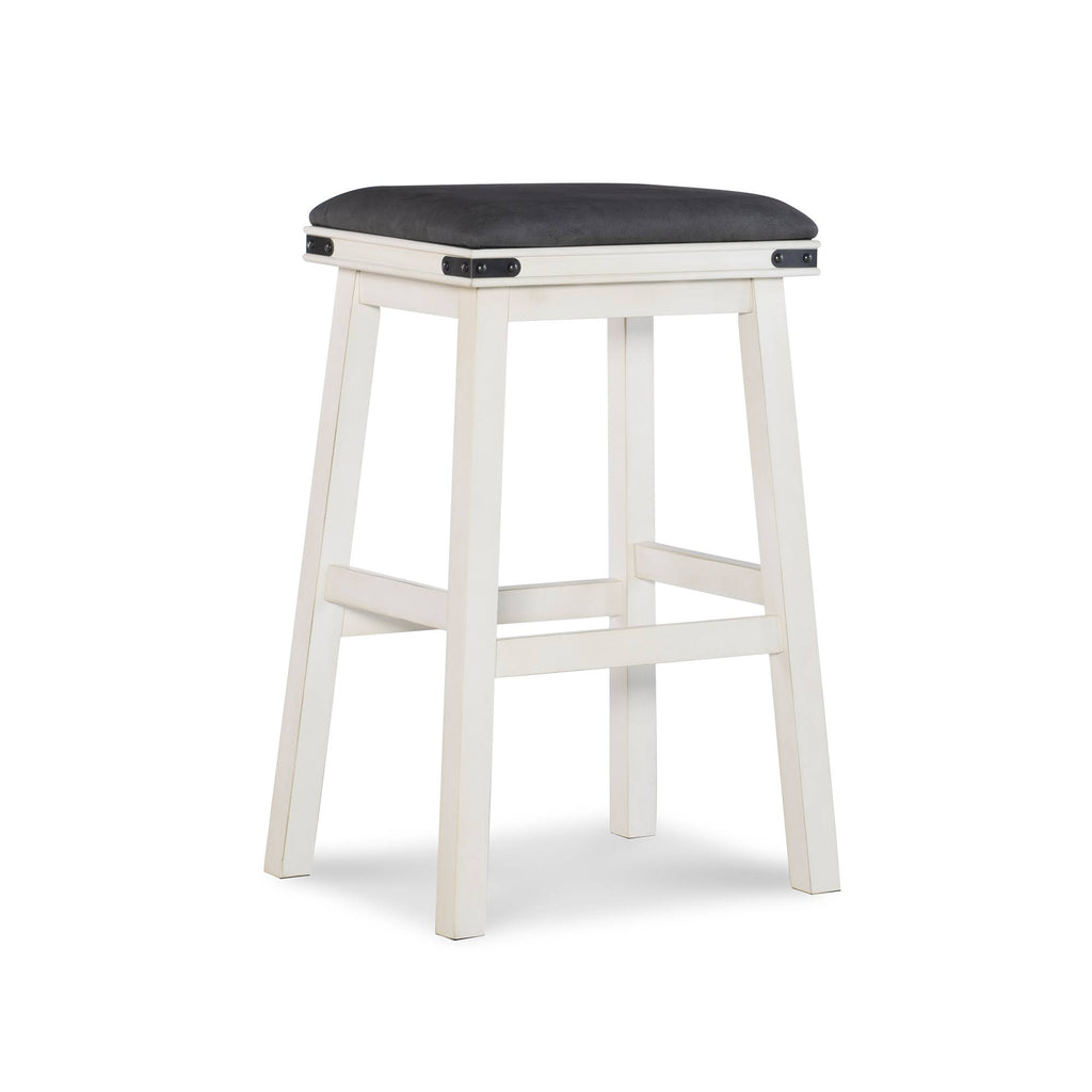 Black and White Wooden Barstool with Leatherette Seat X53308