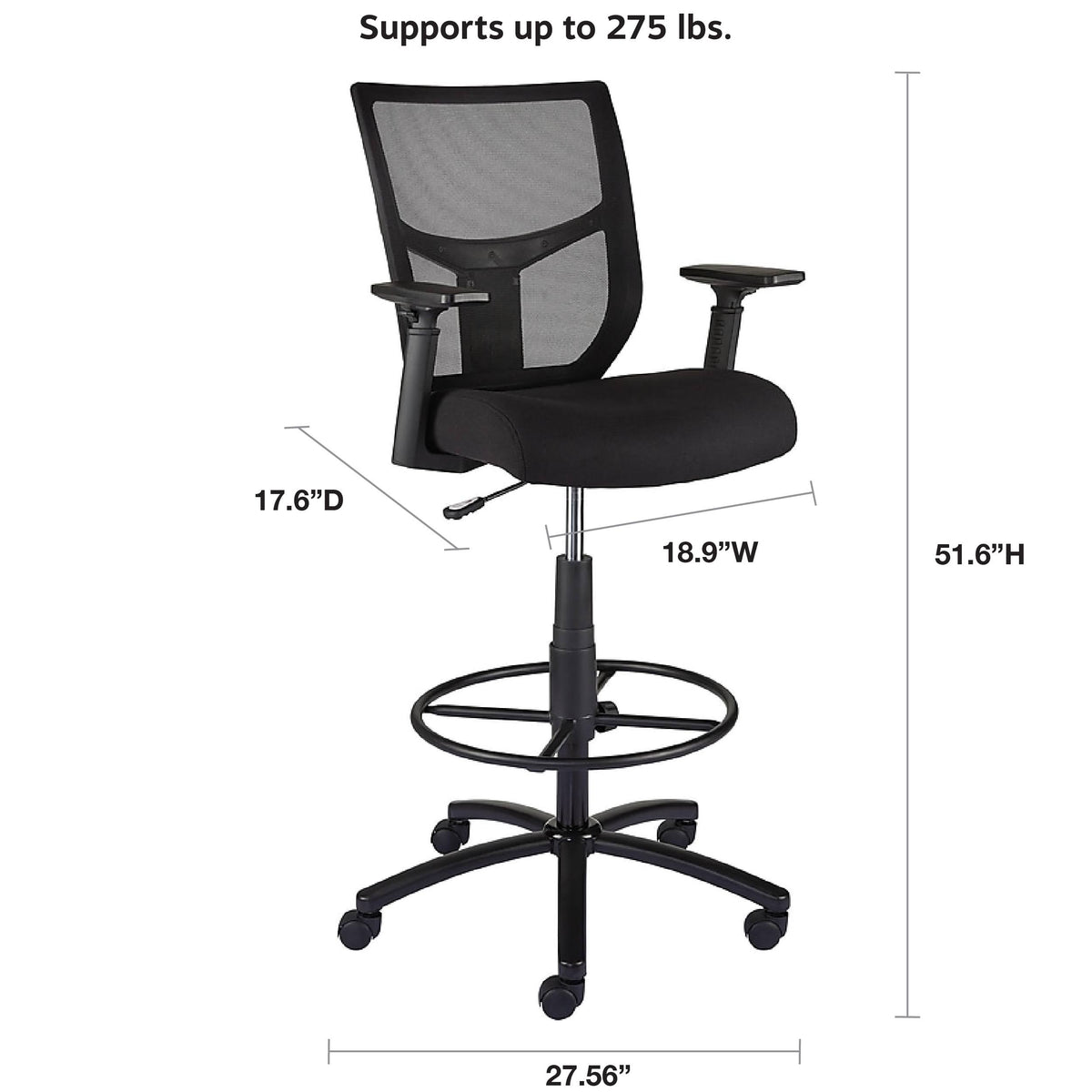 Black Mesh and Fabric Stool I7577