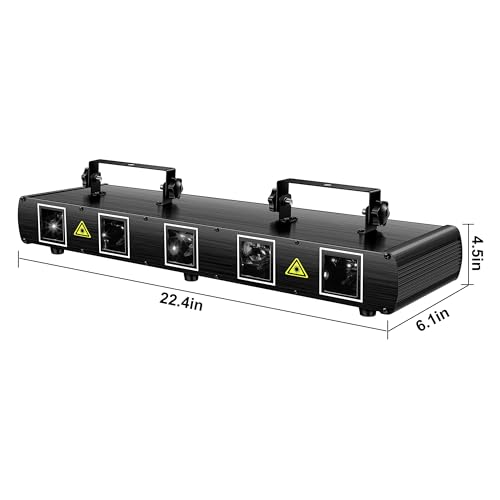 5 Beam Sound Activated DJ Party Lights RGBYC LED Music Projector with Remote Control DMX N239218