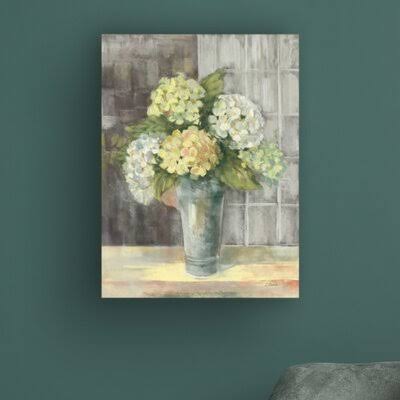 Yellow Hydrangea Gray Canvas Art Z527