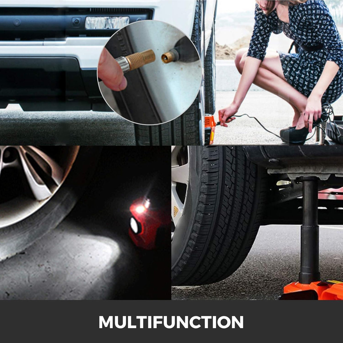 Electric Car Jack 3 Ton with Tire Inflator Pump and Electric Wrench E18711