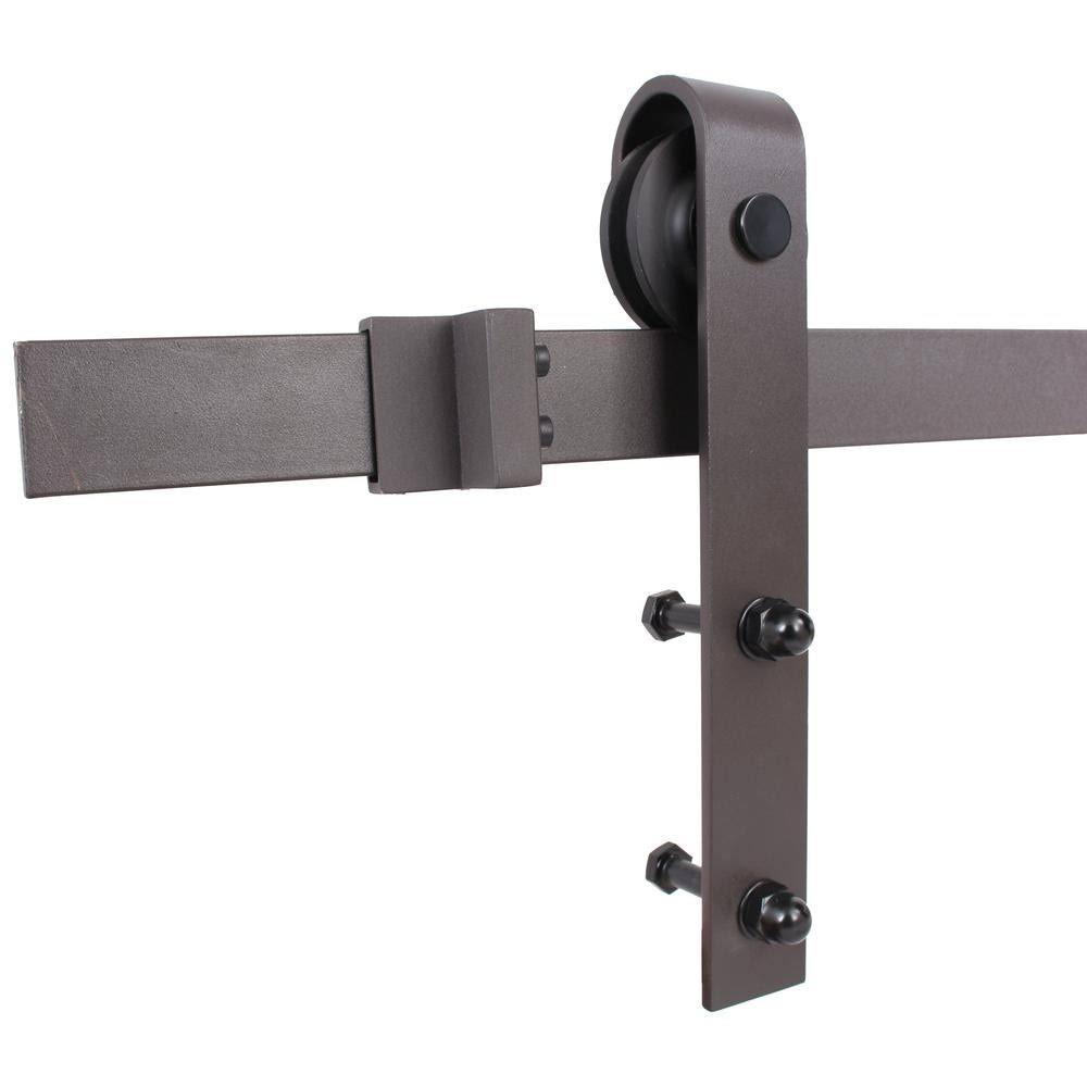 24 in. x 84 in. Weather Oak Stained Wood Interior Sliding Barn Door with Hardware Kit U56711