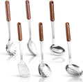 6 Piece Stainless Steel Kitchen Utensil Set with Wooden Handle E372358
