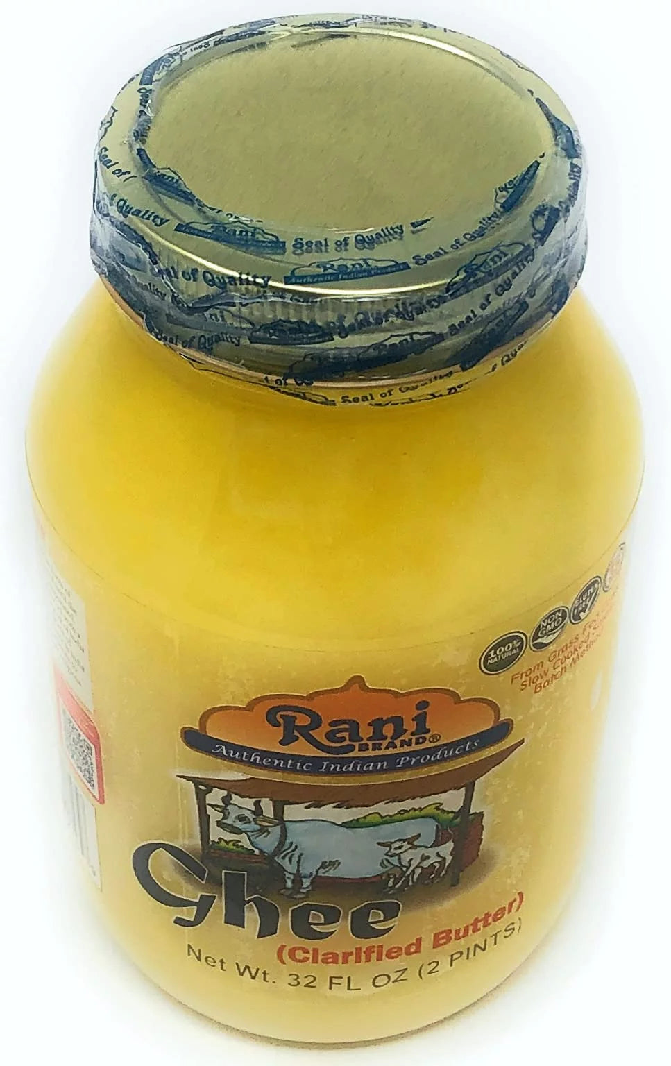 Pure Ghee Clarified Butter 2lbs (32oz) Glass Jar Y5653