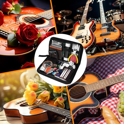 106 Pcs Guitar Tool Kit with Capo Strings Picks Bridge Pins Gauge M698963