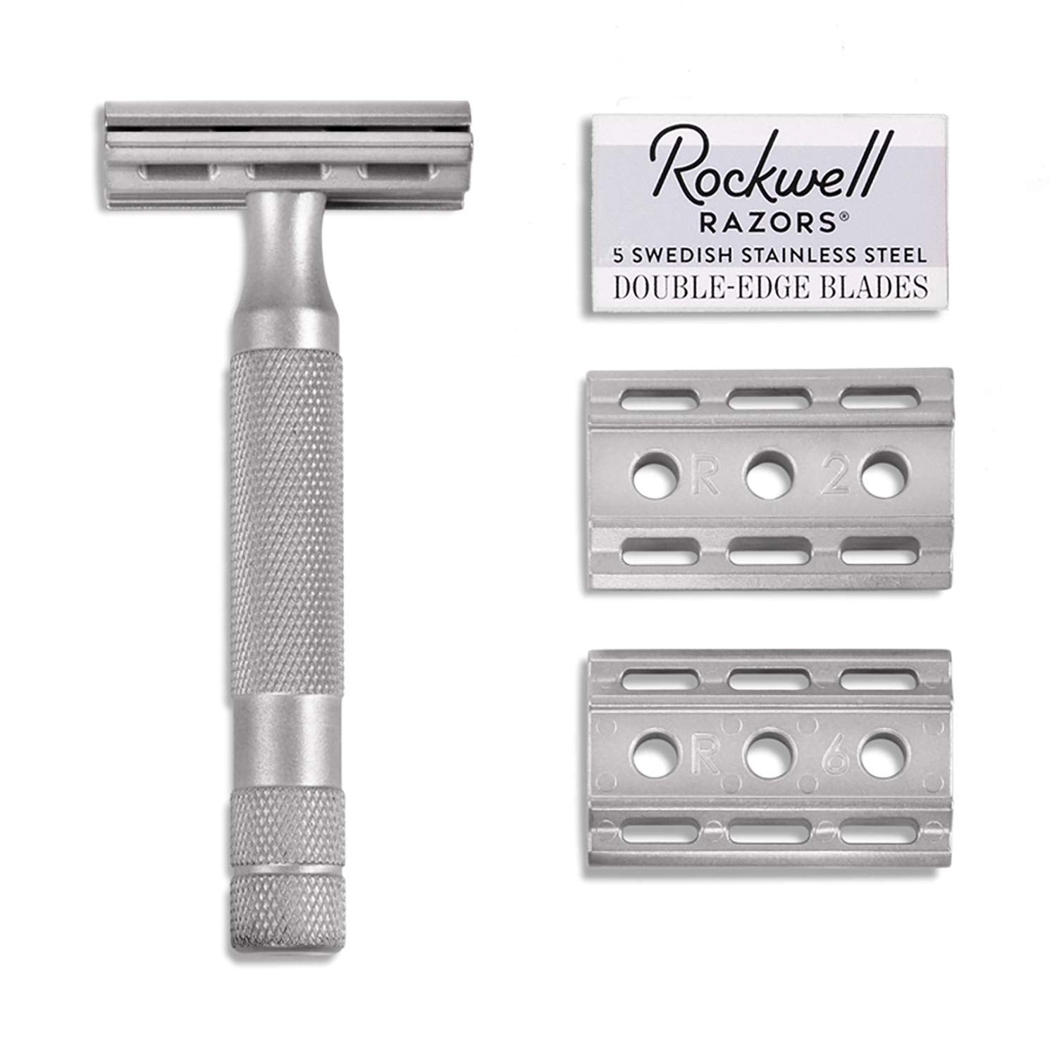 Stainless Steel Adjustable Double Edge Safety Razor with 5 Stainless Steel Razor Blades U90166
