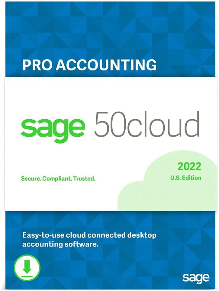 Sage 50cloud Pro Accounting 2022 U.S. One Year Subscription Personal Accounting Software L378572