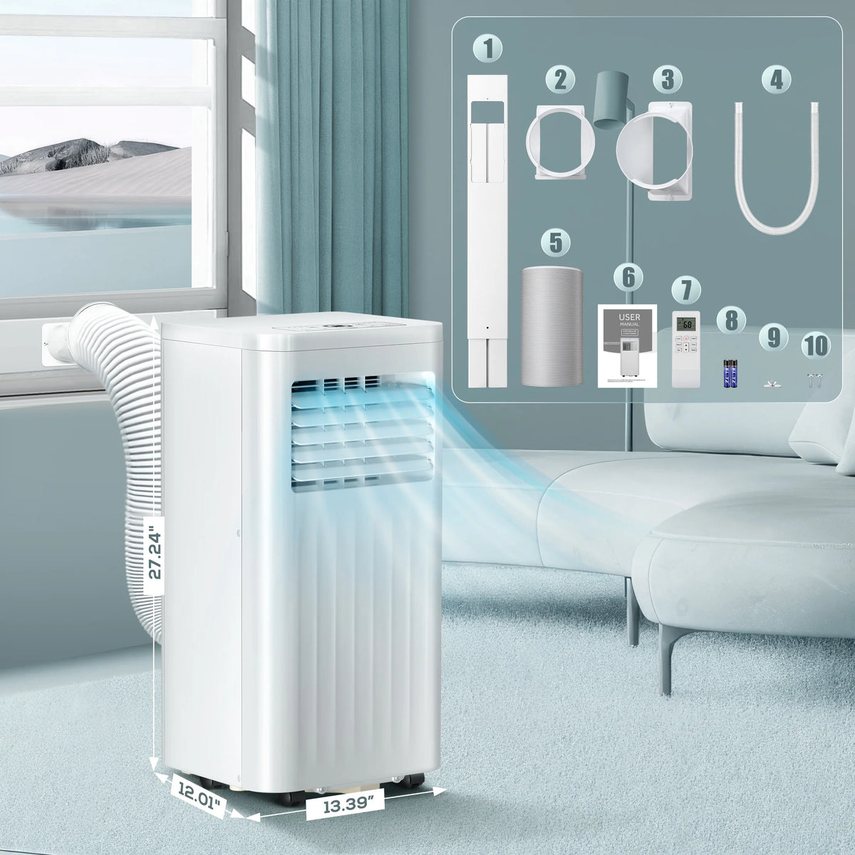 6,000BTU Portable Air Conditioner with Remote Control T887471