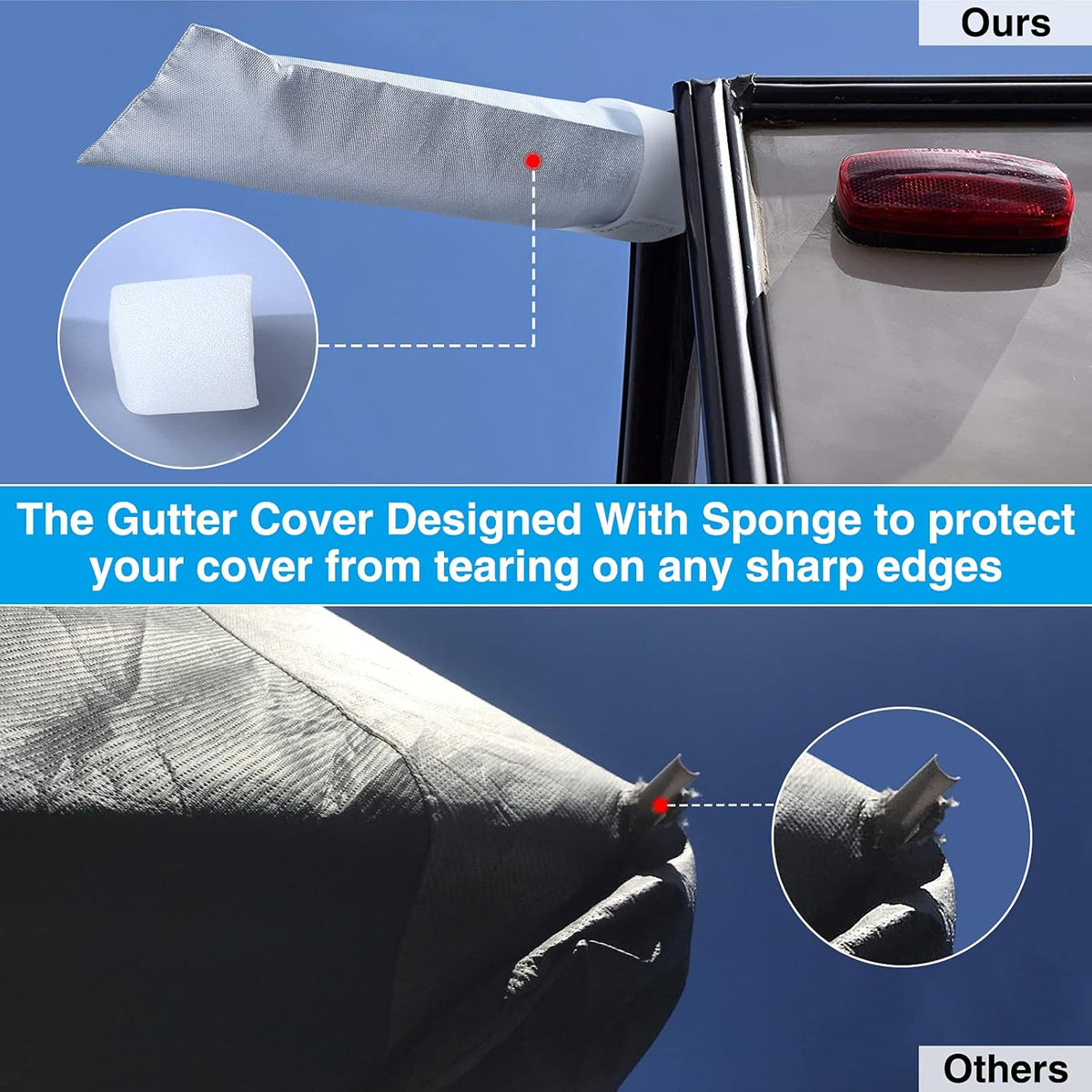 Rip-Stop RV Cover Fits 15'1" - 18' Long Motorhome, Waterproof Camper Cover with Gutter Covers T697969