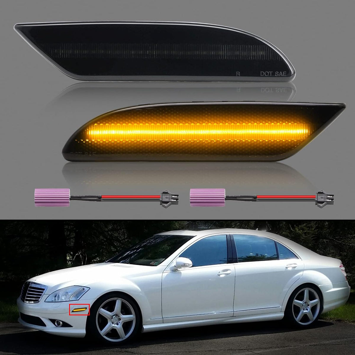 Smoked LED Bumper Side Marker Lights Assembly Pack of 2 L431