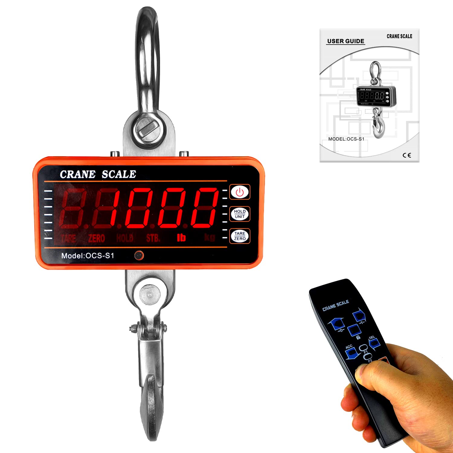 Digital Crane Scale with Remote Control Orange (1000LB-Yellow) Pack of 2 S582