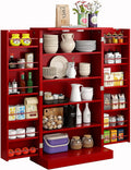 White Farmhouse Kitchen Pantry Storage Cabinet with Doors and Adjustable Shelves S318805