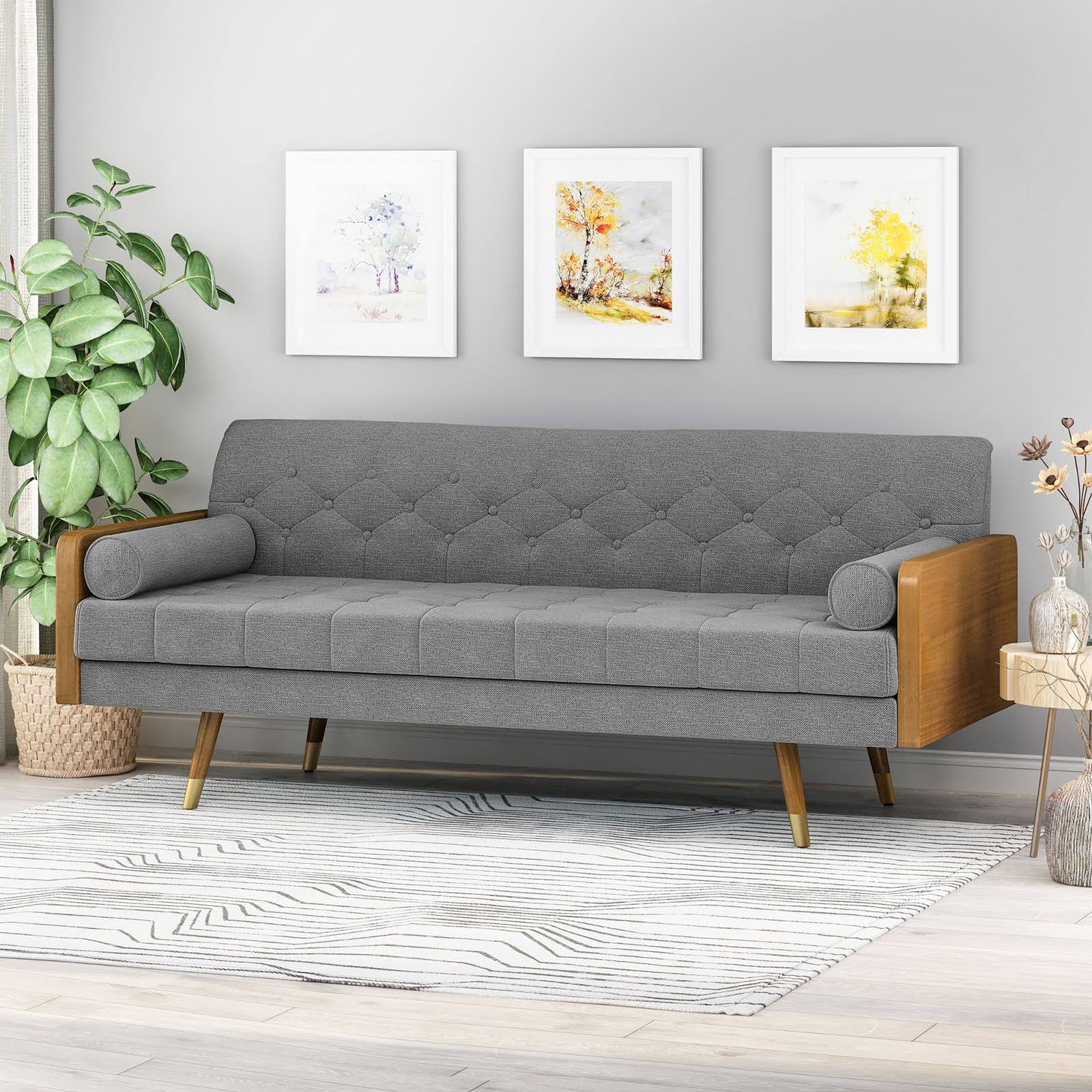 Gray Mid Century Sofa Y803839