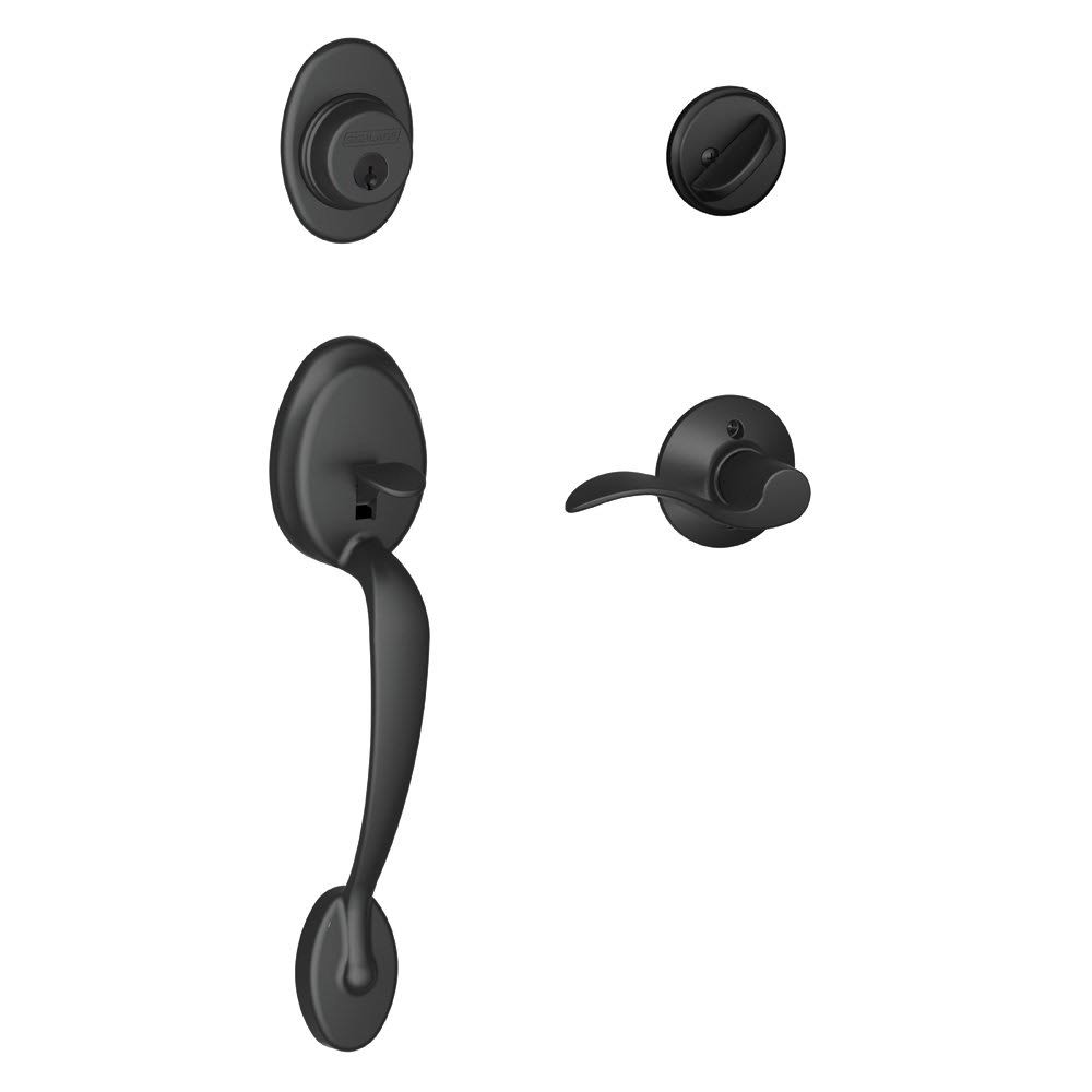 Matte Black Single Cylinder Handleset and Right Hand Accent Lever W75642