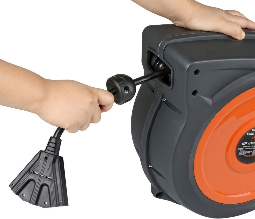 Leaf Mulcher Shredder 11Inch Blade Extension Cord Reel 12AWG x 65 Foot D1260