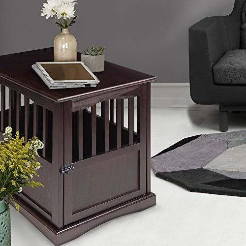 Large Wood Dog Kennel Crate with End Table E31930